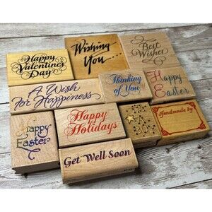 Lot of 11 Sayings Quotes (1987-1999) Wood Mounted Rubber Stamp VTG Var. Brands